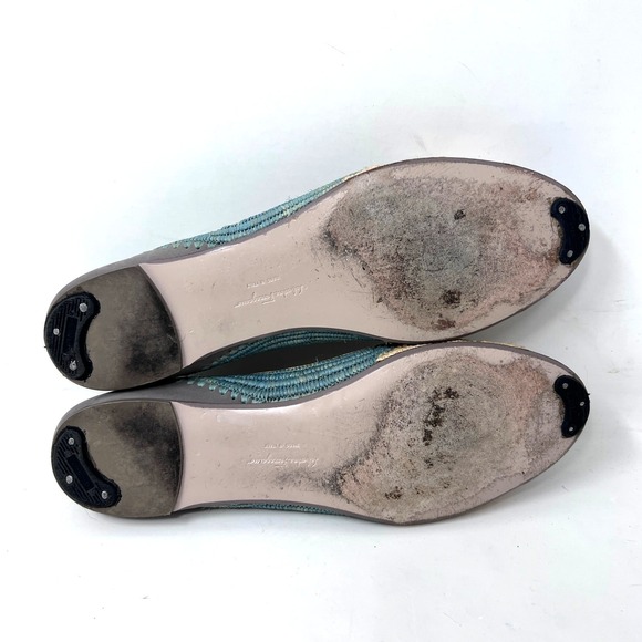 Salvatore Ferragamo Raffia Ballet Flat Women's 9 Vacation Resort Slip On Shoe - Picture 9 of 10